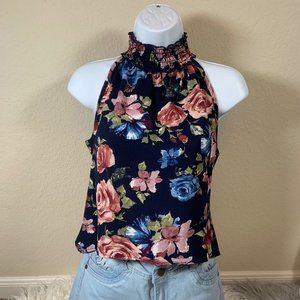 Blue Floral Halter Top